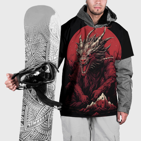Накидка на куртку 3D с принтом Дракон северных сияний в Петрозаводске, 100% полиэстер |  | 