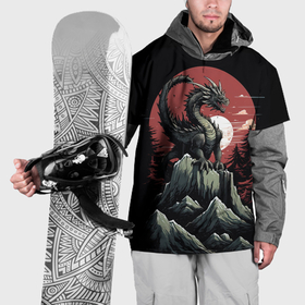 Накидка на куртку 3D с принтом Дракон хрустальных льдов в Тюмени, 100% полиэстер |  | Тематика изображения на принте: 