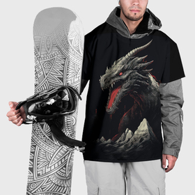 Накидка на куртку 3D с принтом Дракон морозных узоров в Санкт-Петербурге, 100% полиэстер |  | Тематика изображения на принте: 