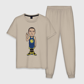 Мужская пижама хлопок с принтом Стефен Карри в Екатеринбурге, 100% хлопок | брюки и футболка прямого кроя, без карманов, на брюках мягкая резинка на поясе и по низу штанин
 | 