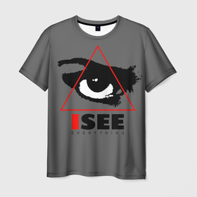 Мужская футболка 3D с принтом I see everything в Тюмени, 100% полиэфир | прямой крой, круглый вырез горловины, длина до линии бедер | Тематика изображения на принте: 