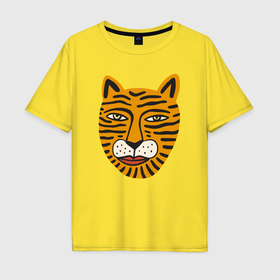 Мужская футболка хлопок Oversize с принтом Каракулевый тигр , 100% хлопок | свободный крой, круглый ворот, “спинка” длиннее передней части | 