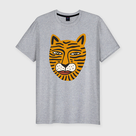 Мужская футболка хлопок Slim с принтом Каракулевый тигр , 92% хлопок, 8% лайкра | приталенный силуэт, круглый вырез ворота, длина до линии бедра, короткий рукав | 