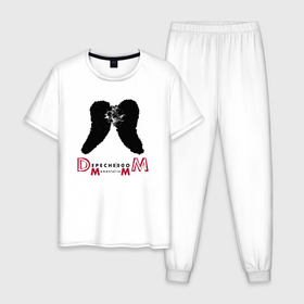 Мужская пижама хлопок с принтом Depeche Mode   Memento Mori angel logo в Новосибирске, 100% хлопок | брюки и футболка прямого кроя, без карманов, на брюках мягкая резинка на поясе и по низу штанин
 | 