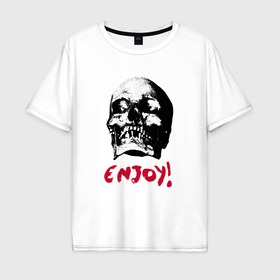 Мужская футболка хлопок Oversize с принтом Depeche Mode   Enjoy skull в Курске, 100% хлопок | свободный крой, круглый ворот, “спинка” длиннее передней части | 