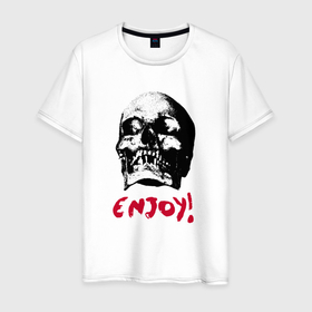 Мужская футболка хлопок с принтом Depeche Mode   Enjoy skull в Новосибирске, 100% хлопок | прямой крой, круглый вырез горловины, длина до линии бедер, слегка спущенное плечо. | 
