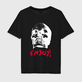 Мужская футболка хлопок Oversize с принтом Depeche Mode   Skull enjoy в Курске, 100% хлопок | свободный крой, круглый ворот, “спинка” длиннее передней части | 