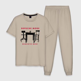 Мужская пижама хлопок с принтом Depeche Mode   Table skull в Тюмени, 100% хлопок | брюки и футболка прямого кроя, без карманов, на брюках мягкая резинка на поясе и по низу штанин
 | 