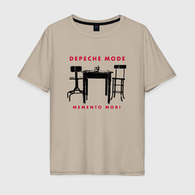 Мужская футболка хлопок Oversize с принтом Depeche Mode   Table skull в Курске, 100% хлопок | свободный крой, круглый ворот, “спинка” длиннее передней части | 