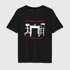 Мужская футболка хлопок Oversize с принтом Depeche Mode   Memento Mori skull Andy в Петрозаводске, 100% хлопок | свободный крой, круглый ворот, “спинка” длиннее передней части | Тематика изображения на принте: 
