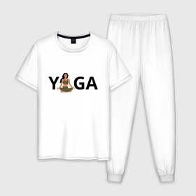 Мужская пижама хлопок с принтом Йога   девушка в Белгороде, 100% хлопок | брюки и футболка прямого кроя, без карманов, на брюках мягкая резинка на поясе и по низу штанин
 | Тематика изображения на принте: 