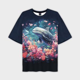 Мужская футболка oversize 3D с принтом Фантазийный кит под водой в Тюмени,  |  | Тематика изображения на принте: 