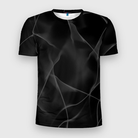 Мужская футболка 3D Slim с принтом Серый дым и ночь в Санкт-Петербурге, 100% полиэстер с улучшенными характеристиками | приталенный силуэт, круглая горловина, широкие плечи, сужается к линии бедра | Тематика изображения на принте: 