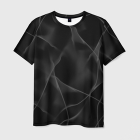 Мужская футболка 3D с принтом Серый дым и ночь в Санкт-Петербурге, 100% полиэфир | прямой крой, круглый вырез горловины, длина до линии бедер | Тематика изображения на принте: 