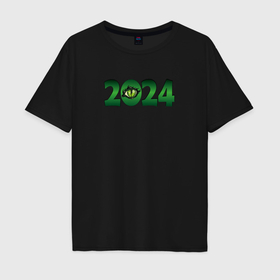 Мужская футболка хлопок Oversize с принтом Взгляд дракона  2024 в Белгороде, 100% хлопок | свободный крой, круглый ворот, “спинка” длиннее передней части | Тематика изображения на принте: 