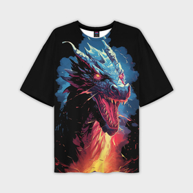 Мужская футболка oversize 3D с принтом Дракон зимнего волшебства 2024 ,  |  | Тематика изображения на принте: 