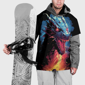 Накидка на куртку 3D с принтом Дракон зимнего волшебства 2024 , 100% полиэстер |  | Тематика изображения на принте: 