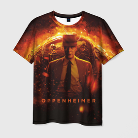 Мужская футболка 3D с принтом Роберт Оппенгеймер и бомба в Рязани, 100% полиэфир | прямой крой, круглый вырез горловины, длина до линии бедер | 