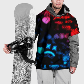 Накидка на куртку 3D с принтом Lil peep neon rap music в Петрозаводске, 100% полиэстер |  | 