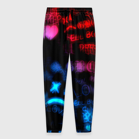 Мужские брюки 3D с принтом Lil peep neon rap music в Петрозаводске, 100% полиэстер | манжеты по низу, эластичный пояс регулируется шнурком, по бокам два кармана без застежек, внутренняя часть кармана из мелкой сетки | 