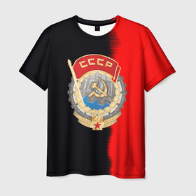 Мужская футболка 3D с принтом СССР страна наша , 100% полиэфир | прямой крой, круглый вырез горловины, длина до линии бедер | 
