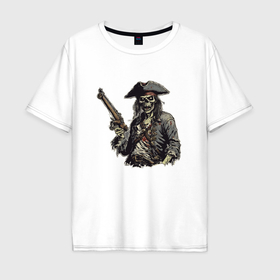 Мужская футболка хлопок Oversize с принтом Призрачный пират , 100% хлопок | свободный крой, круглый ворот, “спинка” длиннее передней части | 