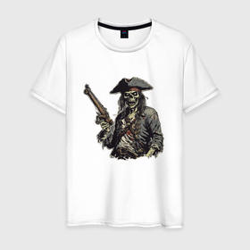 Мужская футболка хлопок с принтом Призрачный пират , 100% хлопок | прямой крой, круглый вырез горловины, длина до линии бедер, слегка спущенное плечо. | 