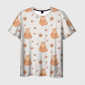 Мужская футболка 3D с принтом Паттерн   пухлый кот в Кировске, 100% полиэфир | прямой крой, круглый вырез горловины, длина до линии бедер | 
