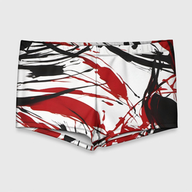 Мужские купальные плавки 3D с принтом Чёрные и красные брызги на белом фоне в Курске, Полиэстер 85%, Спандекс 15% |  | 