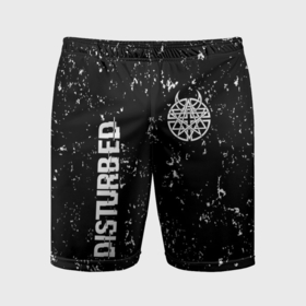 Мужские шорты спортивные с принтом Disturbed glitch на темном фоне вертикально в Кировске,  |  | 
