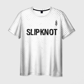 Мужская футболка 3D с принтом Slipknot glitch на светлом фоне посередине в Новосибирске, 100% полиэфир | прямой крой, круглый вырез горловины, длина до линии бедер | 