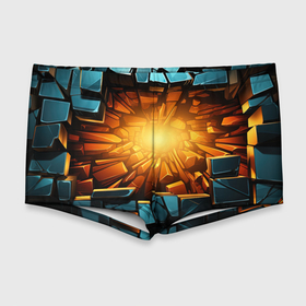 Мужские купальные плавки 3D с принтом Геометрическая огненная яма иллюзия в Курске, Полиэстер 85%, Спандекс 15% |  | Тематика изображения на принте: 