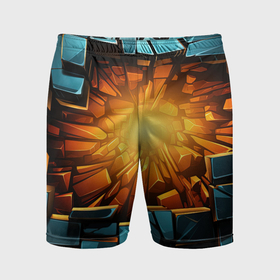 Мужские шорты спортивные с принтом Геометрическая огненная яма иллюзия в Курске,  |  | Тематика изображения на принте: 
