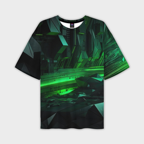 Мужская футболка oversize 3D с принтом Глубина зеленого абстракта в Санкт-Петербурге,  |  | 