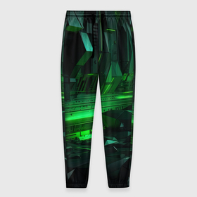 Мужские брюки 3D с принтом Глубина зеленого абстракта в Санкт-Петербурге, 100% полиэстер | манжеты по низу, эластичный пояс регулируется шнурком, по бокам два кармана без застежек, внутренняя часть кармана из мелкой сетки | 