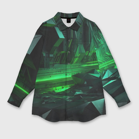 Мужская рубашка oversize 3D с принтом Глубина зеленого абстракта в Санкт-Петербурге,  |  | 