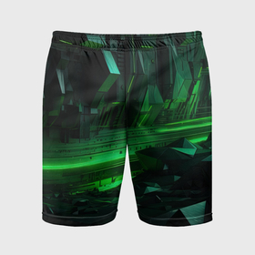 Мужские шорты спортивные с принтом Глубина зеленого абстракта в Санкт-Петербурге,  |  | Тематика изображения на принте: 