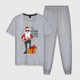 Мужская пижама хлопок с принтом С Новым годом детка в Санкт-Петербурге, 100% хлопок | брюки и футболка прямого кроя, без карманов, на брюках мягкая резинка на поясе и по низу штанин
 | Тематика изображения на принте: 