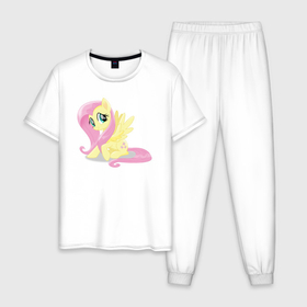 Мужская пижама хлопок с принтом Флаттершай из My Little Pony в кино в Курске, 100% хлопок | брюки и футболка прямого кроя, без карманов, на брюках мягкая резинка на поясе и по низу штанин
 | 