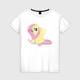 Женская футболка хлопок с принтом Флаттершай из My Little Pony в кино в Курске, 100% хлопок | прямой крой, круглый вырез горловины, длина до линии бедер, слегка спущенное плечо | 