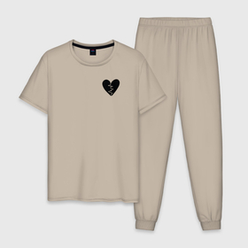 Мужская пижама хлопок с принтом Разбитое сердце в груди в Петрозаводске, 100% хлопок | брюки и футболка прямого кроя, без карманов, на брюках мягкая резинка на поясе и по низу штанин
 | 