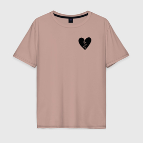 Мужская футболка хлопок Oversize с принтом Разбитое сердце в груди в Петрозаводске, 100% хлопок | свободный крой, круглый ворот, “спинка” длиннее передней части | 