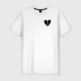 Мужская футболка хлопок Slim с принтом Разбитое сердце в груди в Петрозаводске, 92% хлопок, 8% лайкра | приталенный силуэт, круглый вырез ворота, длина до линии бедра, короткий рукав | 