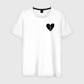 Мужская футболка хлопок с принтом Разбитое сердце в груди в Петрозаводске, 100% хлопок | прямой крой, круглый вырез горловины, длина до линии бедер, слегка спущенное плечо. | 