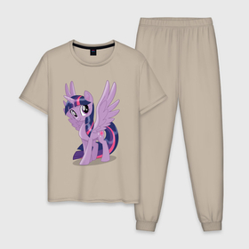 Мужская пижама хлопок с принтом Твайлайт Спаркл из My Little Pony в кино в Курске, 100% хлопок | брюки и футболка прямого кроя, без карманов, на брюках мягкая резинка на поясе и по низу штанин
 | Тематика изображения на принте: 