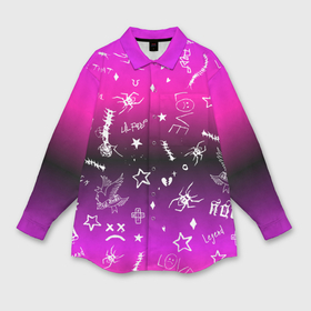 Мужская рубашка oversize 3D с принтом Тату Лил Пипа на фиолетовом в Тюмени,  |  | 