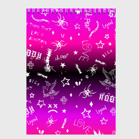 Скетчбук с принтом Тату Лил Пипа на фиолетовом в Петрозаводске, 100% бумага
 | 48 листов, плотность листов — 100 г/м2, плотность картонной обложки — 250 г/м2. Листы скреплены сверху удобной пружинной спиралью | Тематика изображения на принте: 