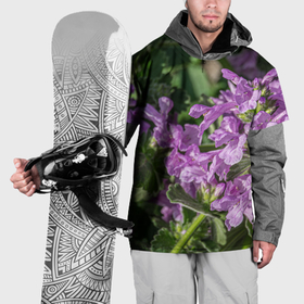 Накидка на куртку 3D с принтом Лиловые цветы Буквицы в саду в Кировске, 100% полиэстер |  | 