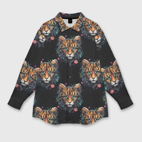 Мужская рубашка oversize 3D с принтом Паттерн тигры ,  |  | 