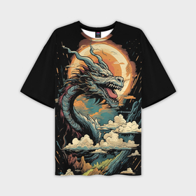 Мужская футболка oversize 3D с принтом Малахитовый дракон глубина камня в Санкт-Петербурге,  |  | 